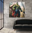 Superman Costume Hulk Glass Wall Art, photo print on glass, prints on glass wall art