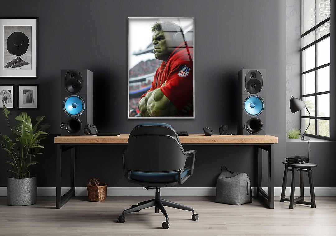 Hulk NFL Glass Wall Art print picture on glass, Tempered Glass Wall Art
