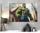 Superman Costume Hulk Glass Wall Art, glass wall decor, glass wall art decor