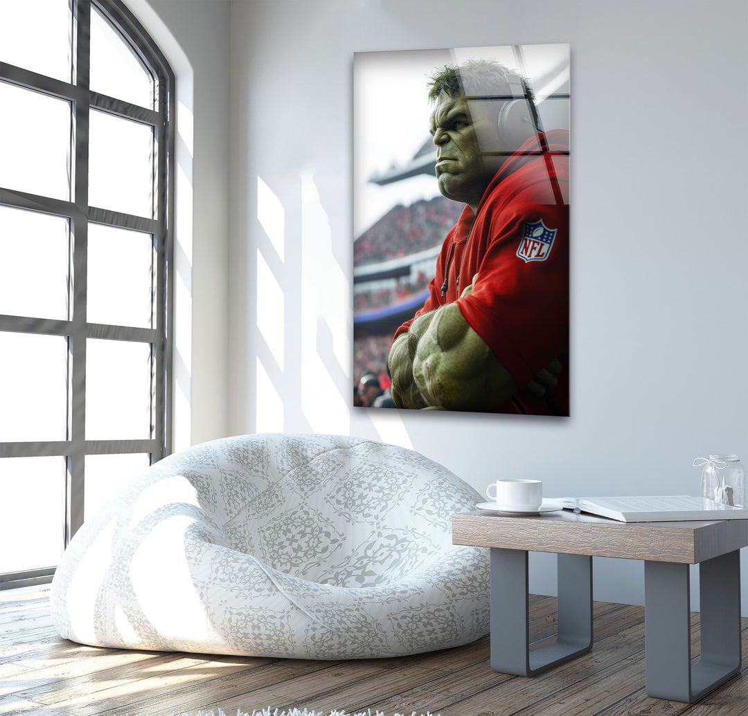 Hulk NFL Glass Wall Art custom glass pictures, glass art prints
