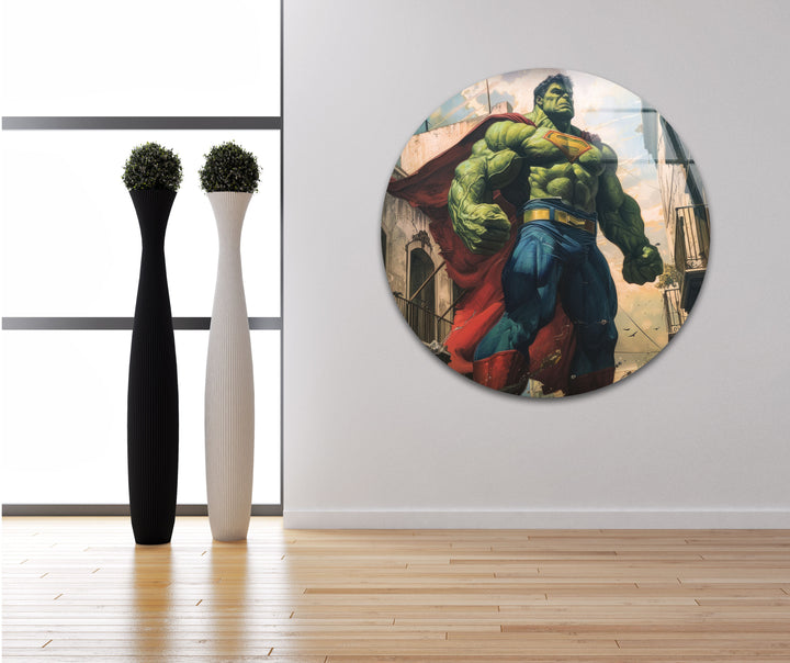 Superman Costume Hulk Glass Wall Art,  glass image printing, glass prints from photos