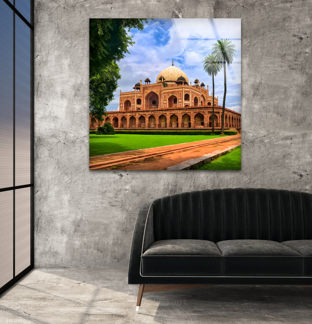 Humayun's Tomb: Timeless Mughal Architecture on Glass Wall Art
