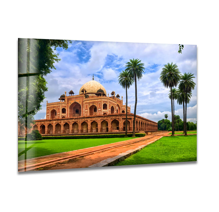 Humayun's Tomb: Magnificent Mughal Architecture on Glass Wall Art
