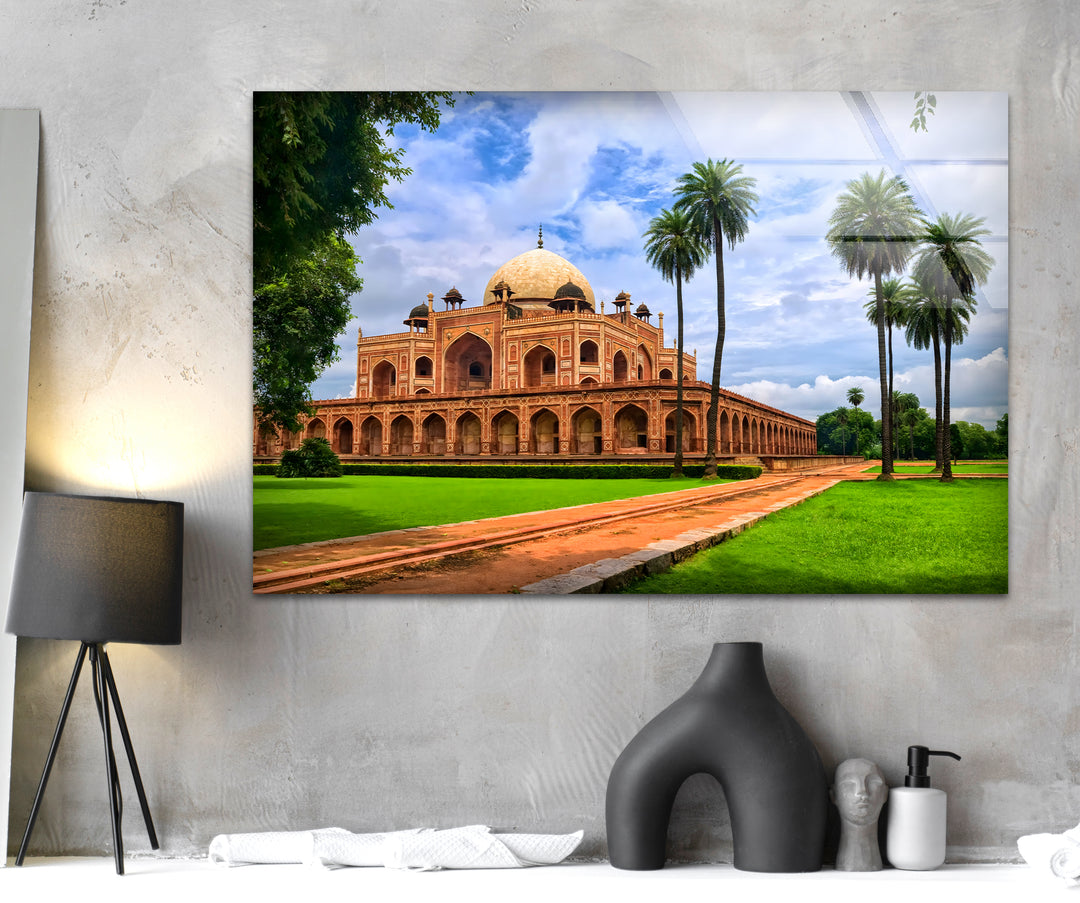 Humayun's Tomb: Iconic Mughal Architecture on Glass Wall Art
