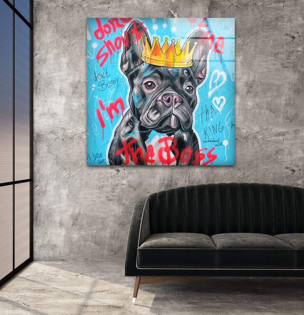 I'm The King Dog Glass Wall Art glass art painting, glass art for the Wall
