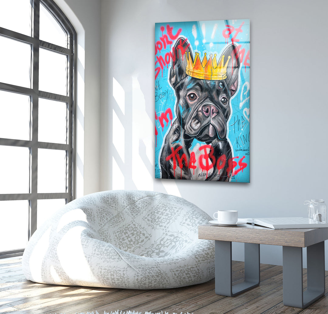 I'm The King Dog Glass Wall Art custom glass pictures, glass art prints
