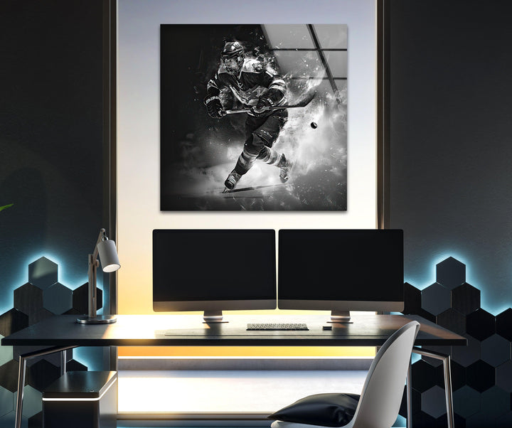 Ice Hockey Glass Wall Art large glass photo prints, glass wall photos
