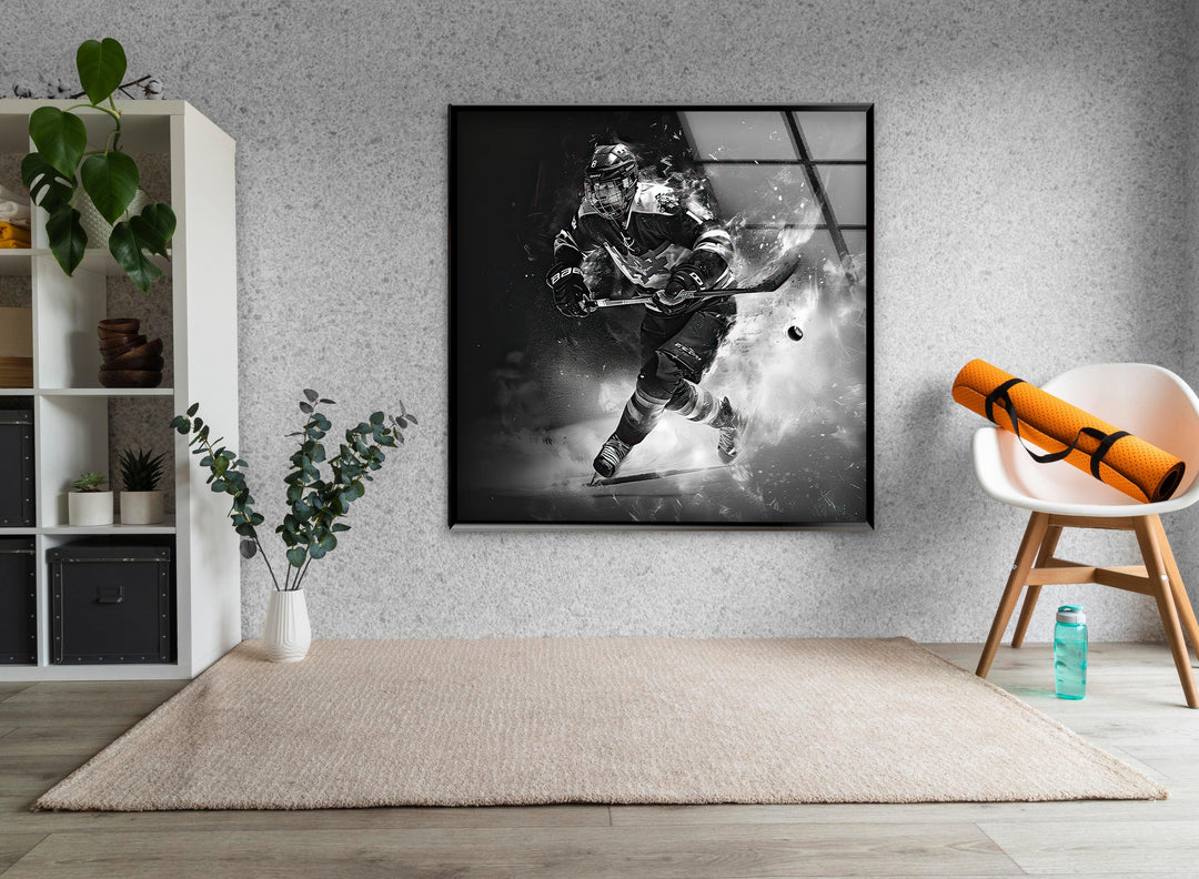 Ice Hockey Glass Wall Art photo print on glass, prints on glass wall art
