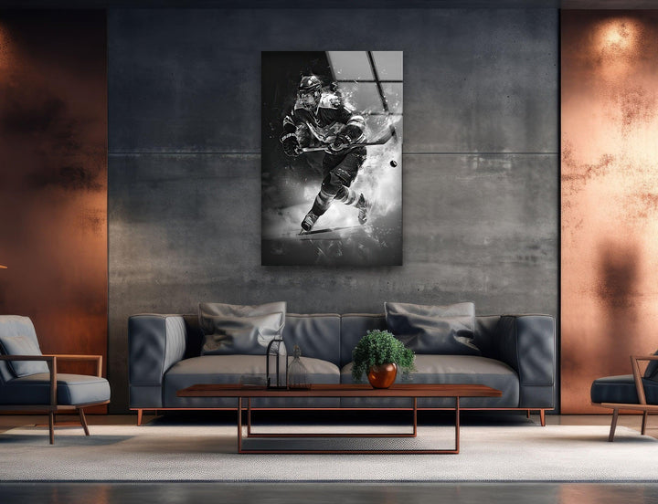 Ice Hockey Glass Wall Art picture on glass wall art, photos printed on glass
