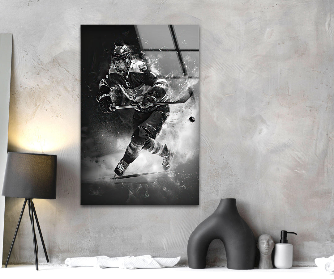 Ice Hockey Glass Wall Art print on glass, glass printed photos
