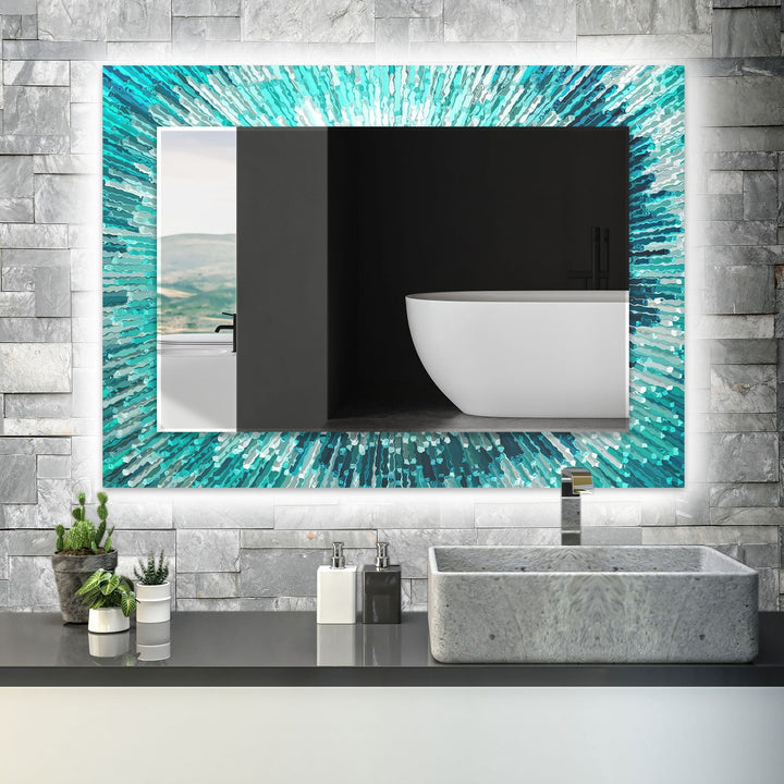 Turquoise Splash Wall Mirror Dining Room Mirror
