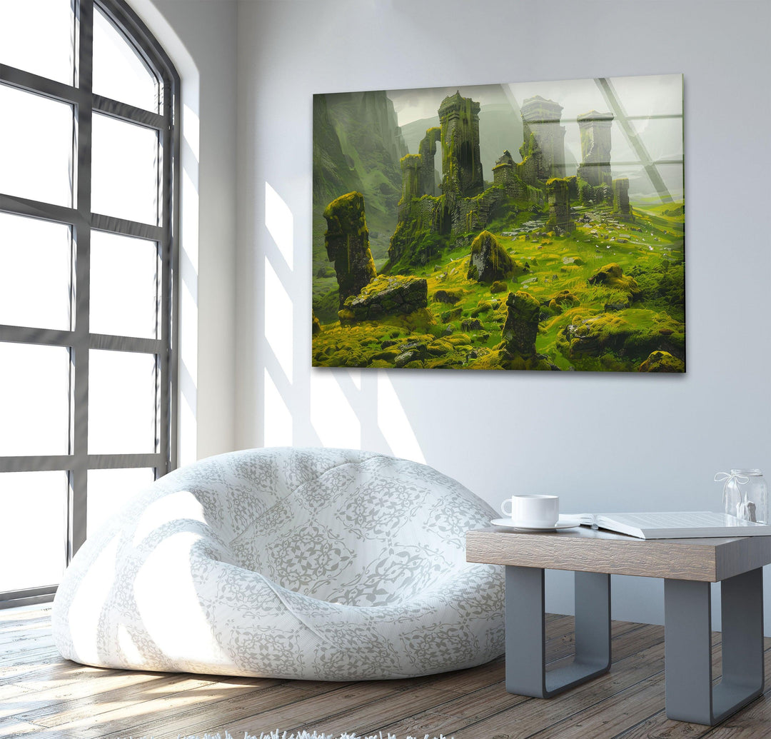 Illustration Landscape Glass Wall Art, large glass photo prints, glass wall photos