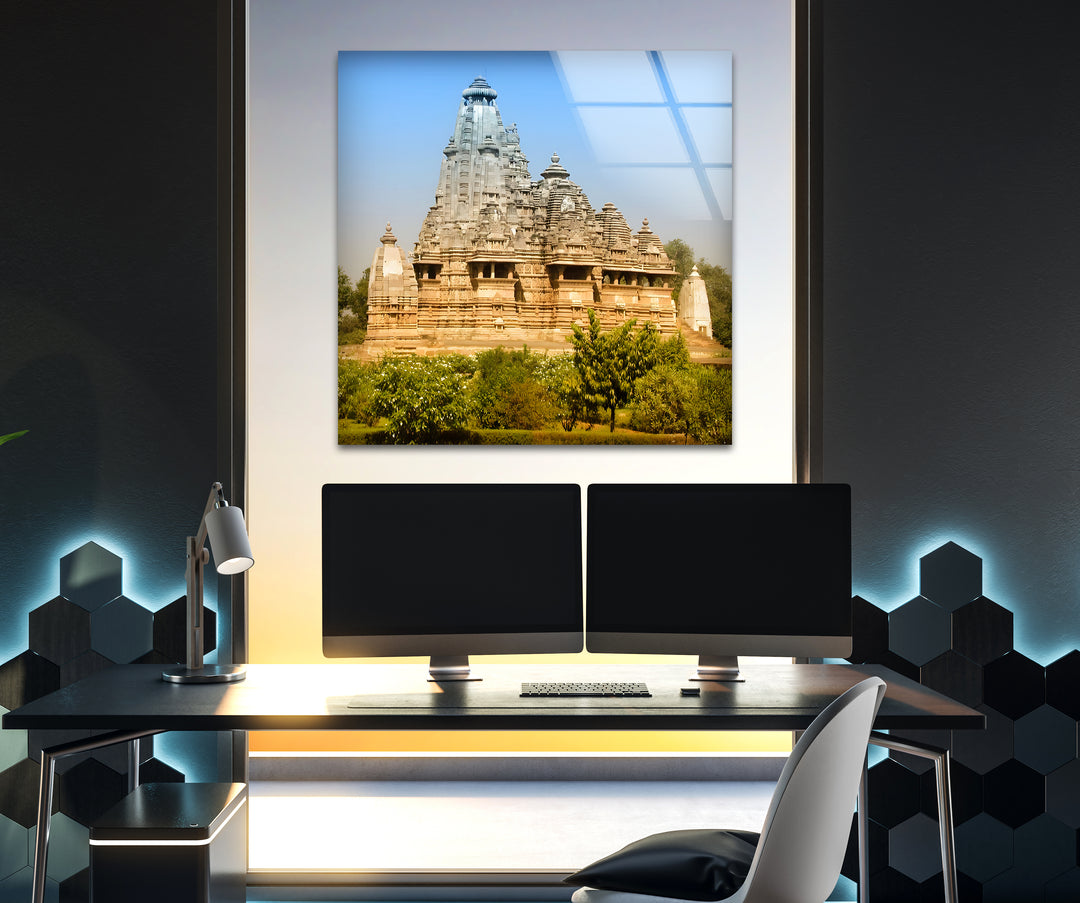 Khajuraho Temples: Ancient Wonders in Glass Wall Art
