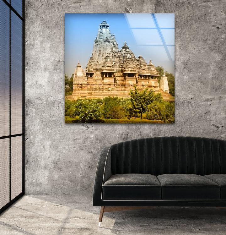 Khajuraho Temples: A Glimpse of Heritage on Glass Wall Art
