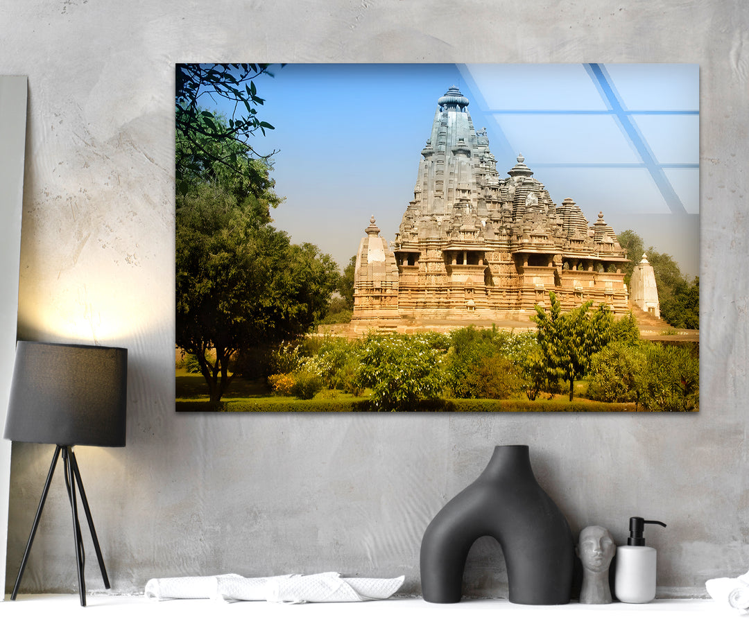 India Khajuraho Ancient City Glass Wall Art