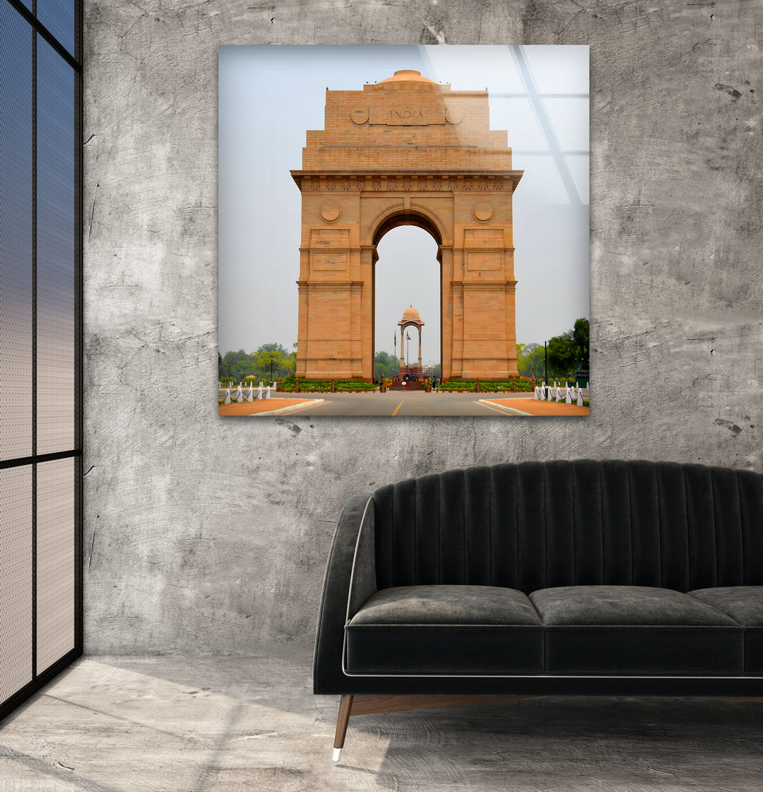 India Gate: A Grand Architectural Piece on Glass Wall Art
