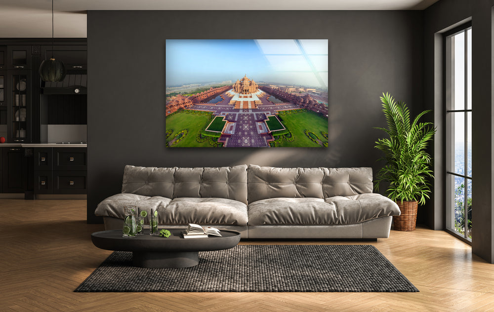 Akshardham Temple: Stunning Architecture on Glass Wall Art
