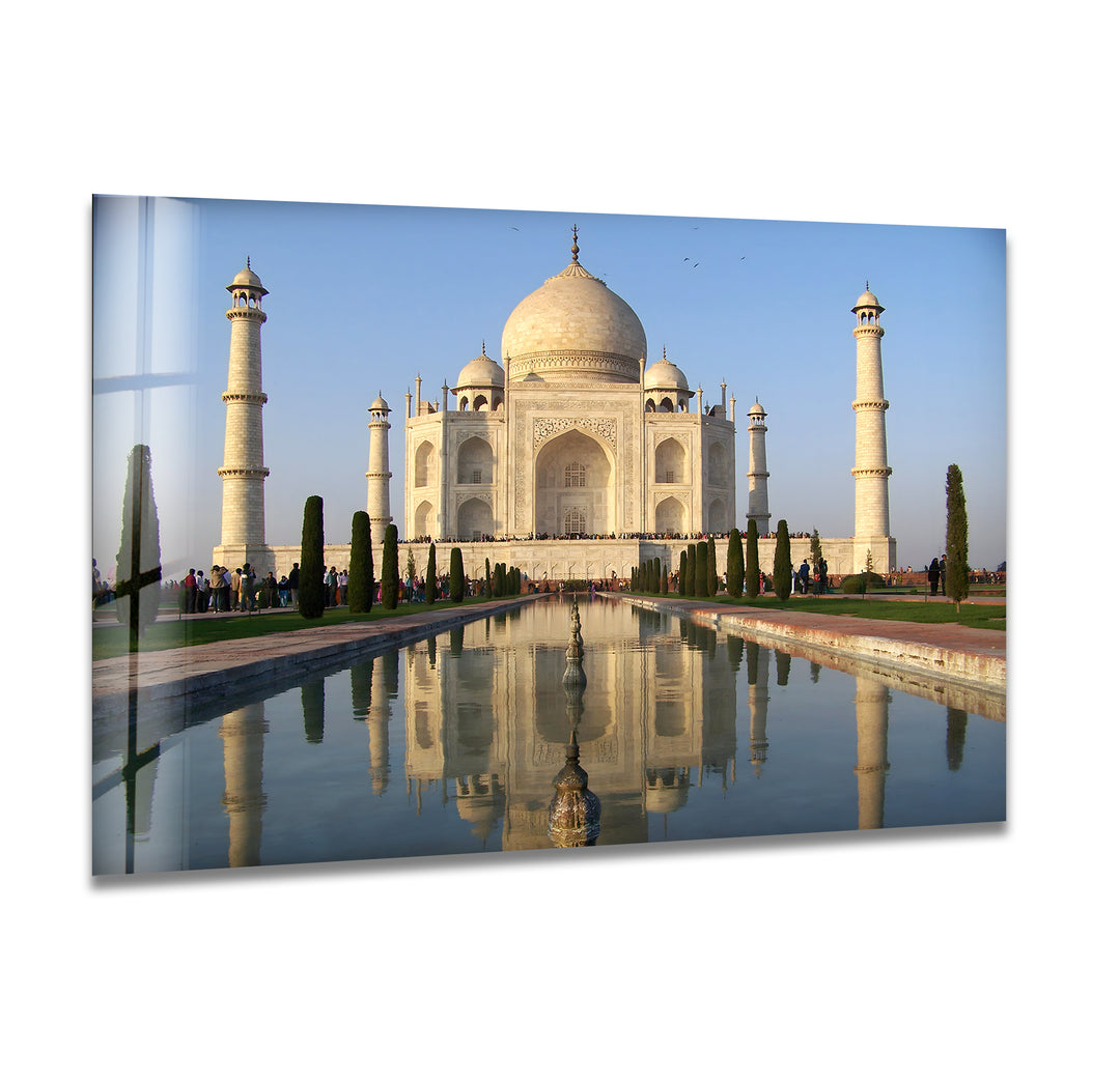 Taj Mahal Reflection: Discover a Majestic Moment on Glass Wall Art
