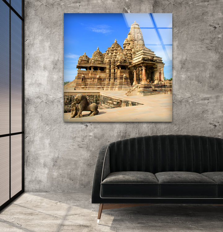 Khajuraho Temples: Iconic Ancient Indian Architecture on Glass
