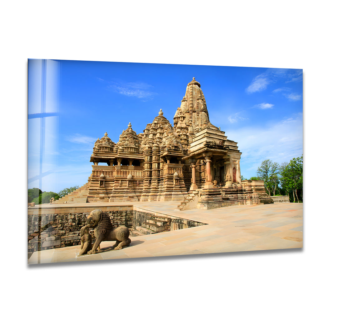 Khajuraho Temples: Stunning Ancient Architecture on Glass Wall Art
