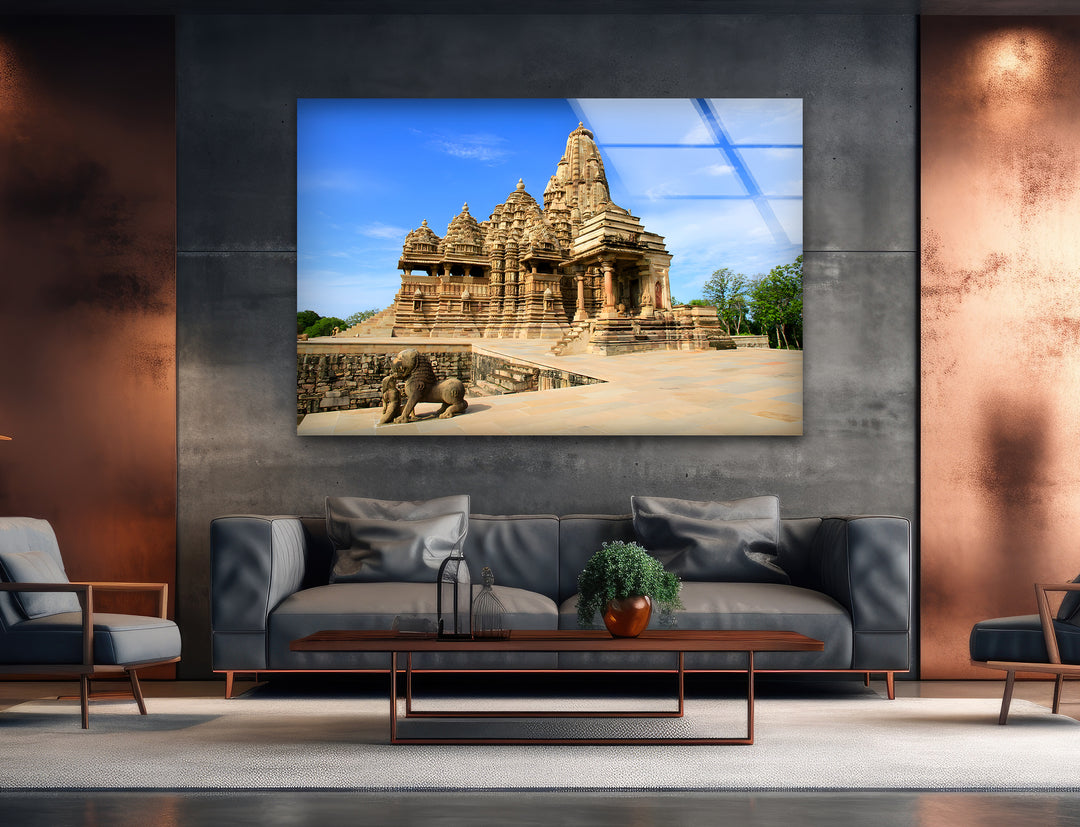 Khajuraho Temples: Timeless Temple Design on Glass Wall Art
