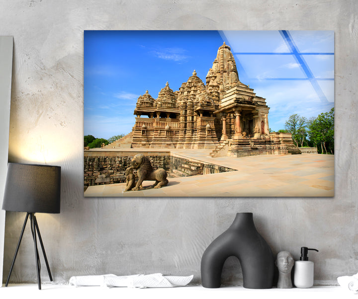 Khajuraho Temples: Architectural Masterpiece Captured on Glass Wall Art
