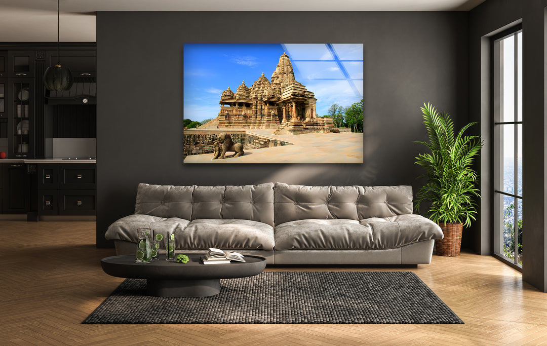 Khajuraho Temples: Beautiful Historic Architecture on Glass Wall Art
