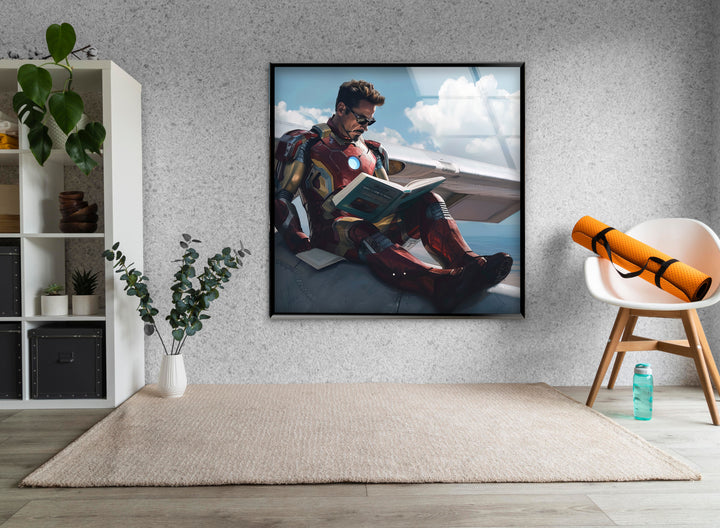 Iron Man Reading Glass Wall Art photo print on glass, prints on glass wall art
