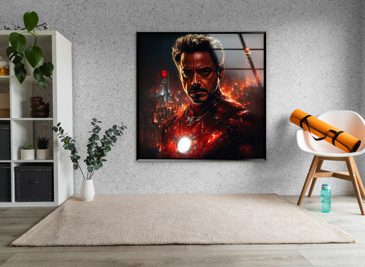 Iron Man Red Glass Wall Art glass wall decor, glass wall art decor
