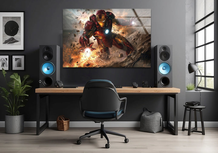 Marvel Iron Man Glass Wall Art large glass photo prints, glass wall photos
