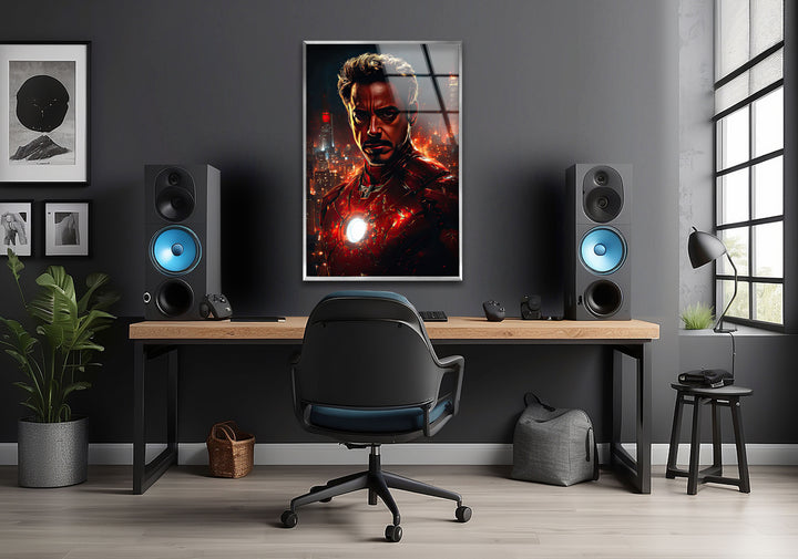  Iron Man Red Glass Wall Art glass art painting, glass art for the Wall
