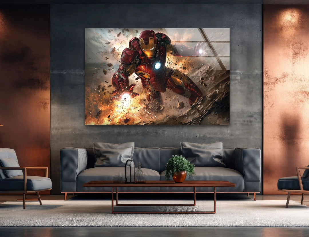 Marvel Iron Man Glass Wall Art picture on glass wall art, photos printed on glass
