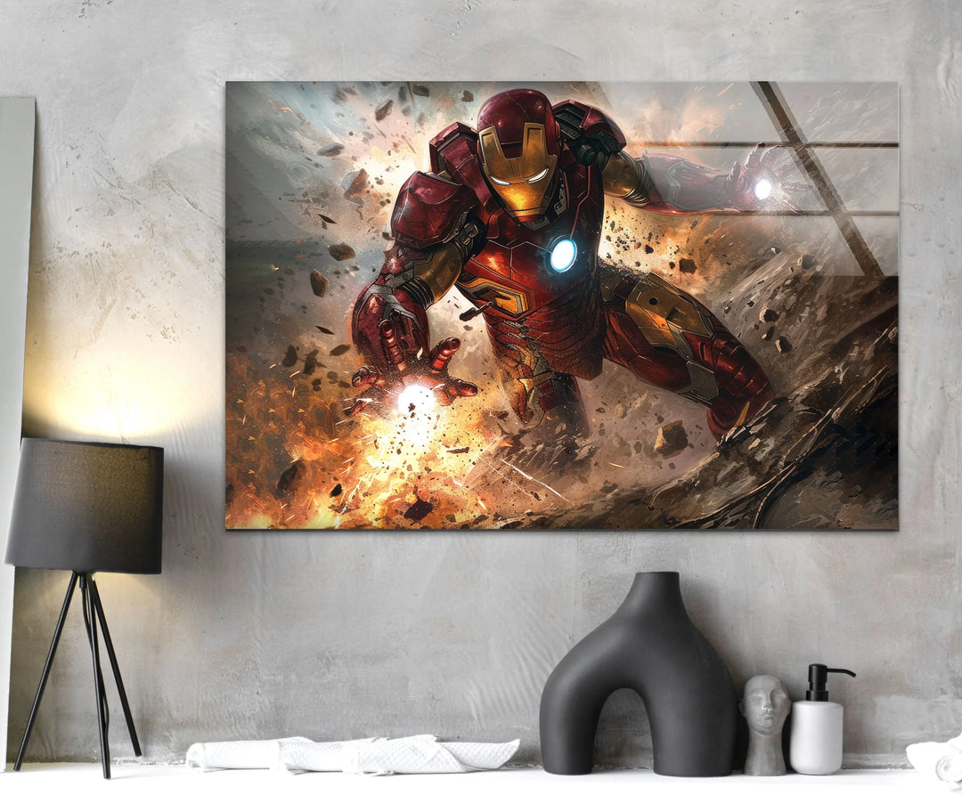 Marvel Iron Man Glass Wall Art custom glass photo prints, large glass prints
