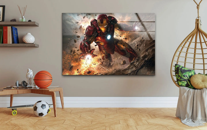 Marvel Iron Man Glass Wall Art glass art painting, glass art for the Wall
