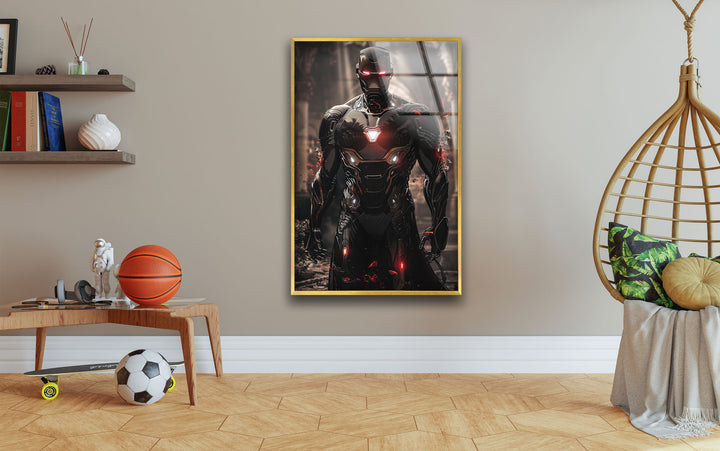 Devil Fire Iron Man Glass Wall Art glass wall decor, glass wall art decor
