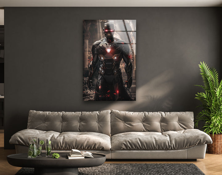 Devil Fire Iron Man Glass Wall Art print on glass, glass printed photos
