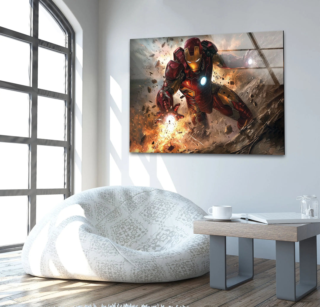 Marvel Iron Man Glass Wall Art photo print on glass, prints on glass wall art
