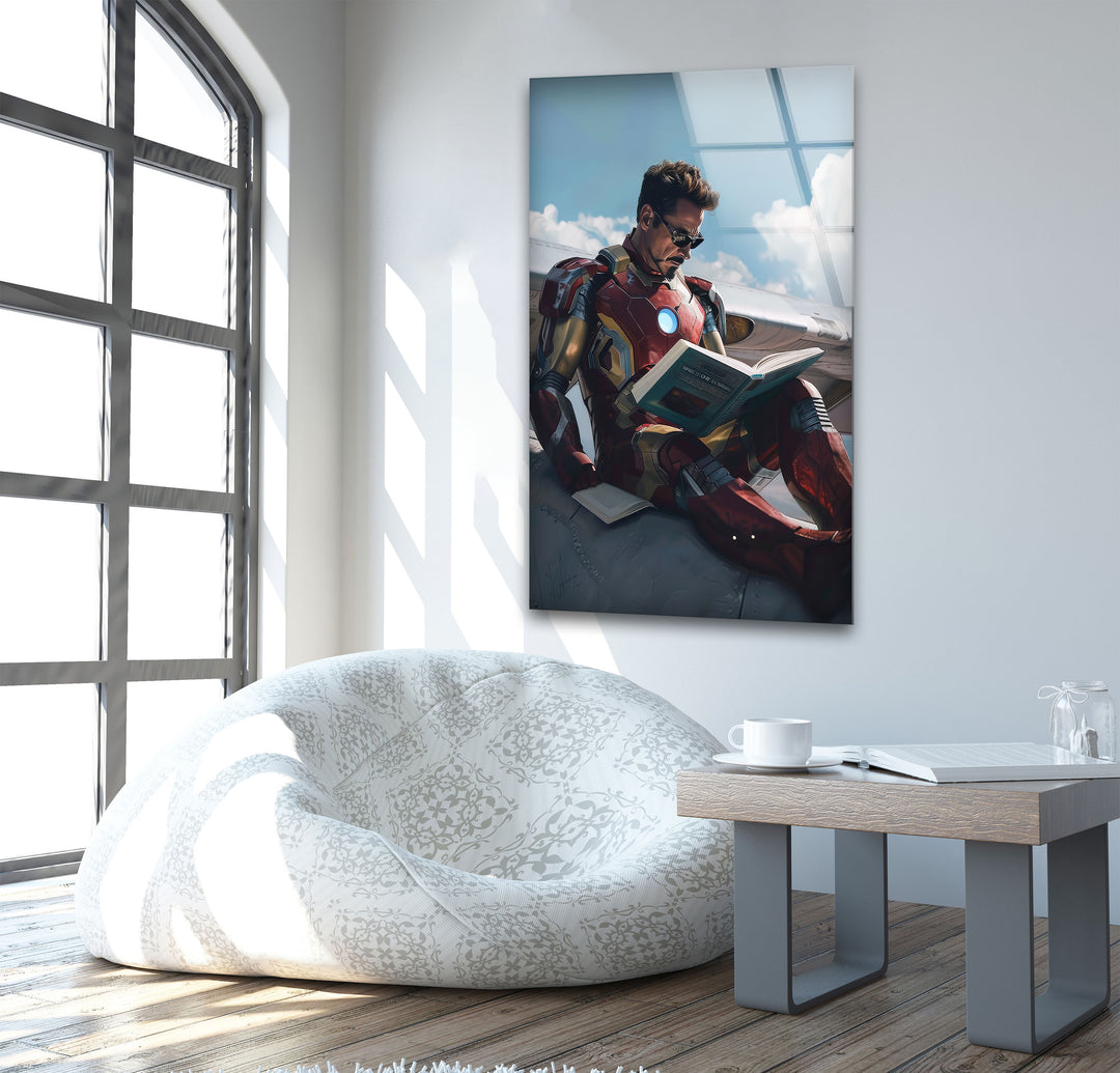 Iron Man Reading Glass Wall Art Glass Printing Wall Art, Print photos on glass
