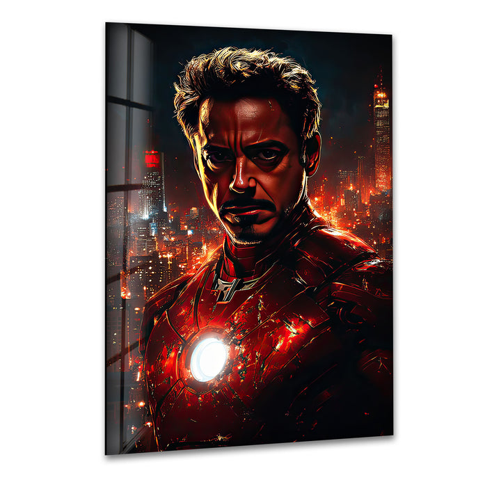 Iron Man Red Glass Wall Art picture on glass wall art, photos printed on glass
