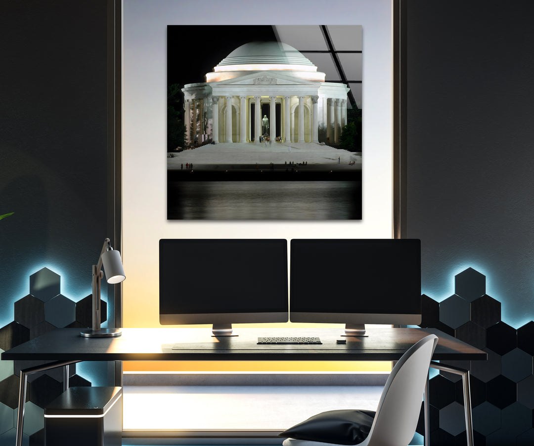 Jefferson Memorial: Majestic Night View on Glass Wall Art
