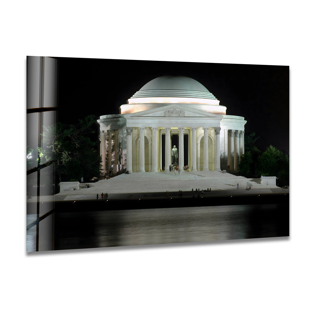 Jefferson Memorial: Majestic Night View on Glass Wall Art
