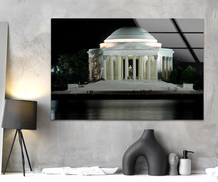 Jefferson Memorial: A Breathtaking Nighttime Scene on Glass Wall Art
