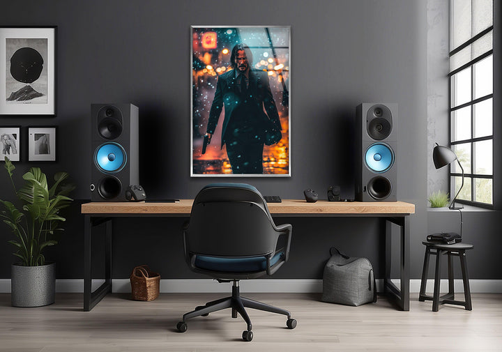 John Wick Keanu Reeves Glass Wall Art, glass image printing, glass prints from photos