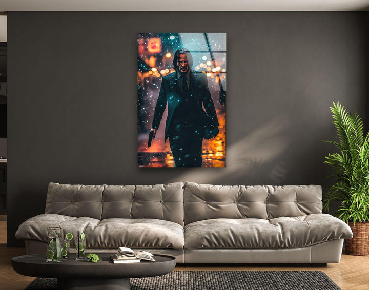 John Wick Keanu Reeves Glass Wall Art, Glass Printing Wall Art, Print photos on glass