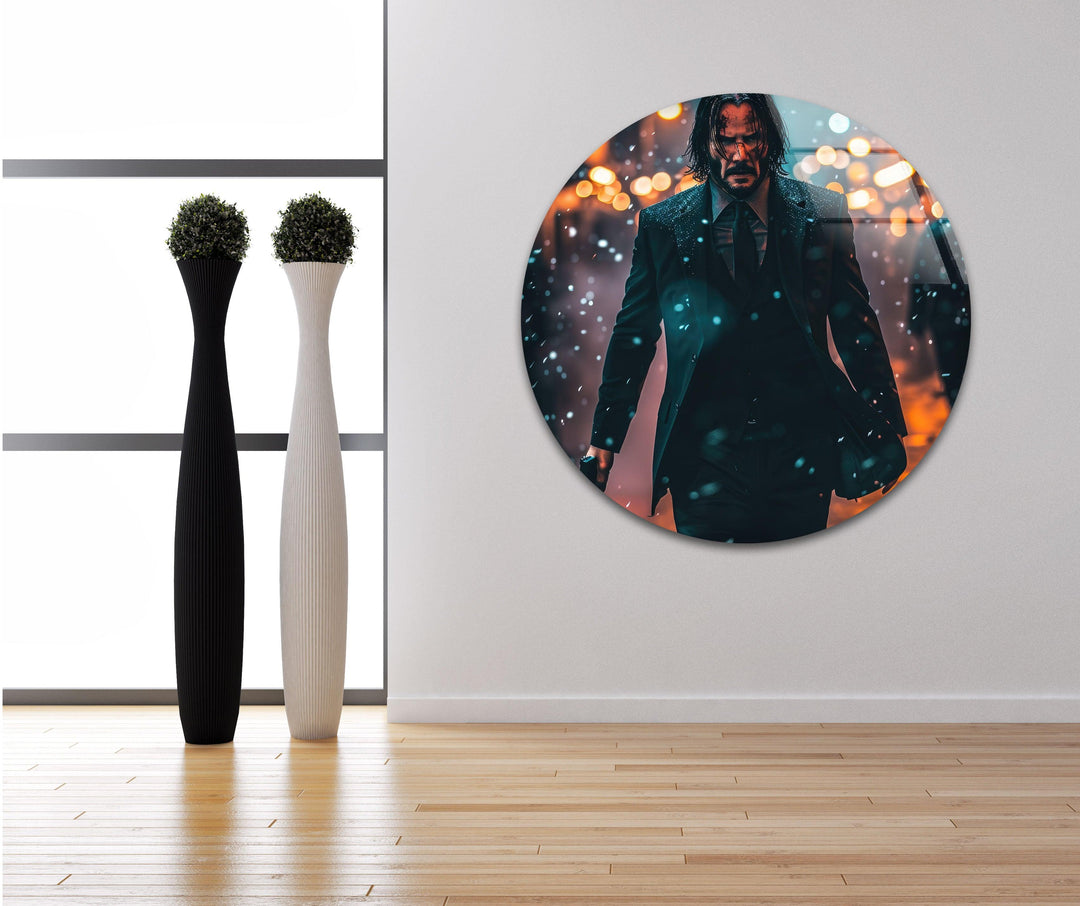 John Wick Keanu Reeves Glass Wall Art, glass photo prints, glass picture prints