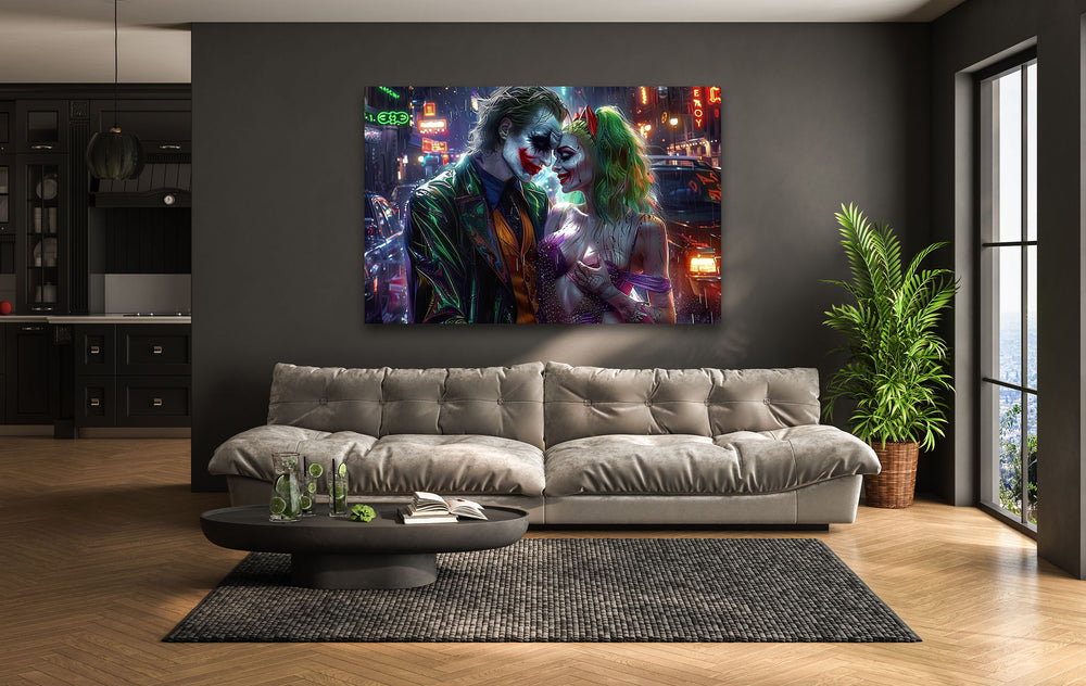 Joker and Harley Quinn Art Glass Wall Art Glass Printing Wall Art, Print photos on glass
