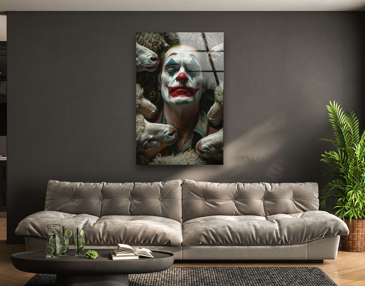 Joker and Sheeps Glass Wall Art large glass photo prints, glass wall photos
