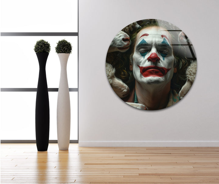 Joker and Sheeps Glass Wall Art print on glass, glass printed photos
