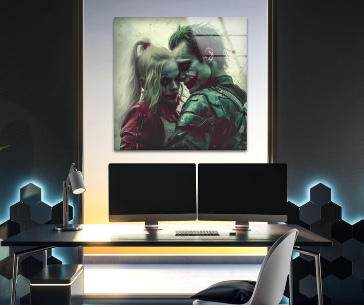 Joker & Harley Quinn Glass Wall Art, custom glass pictures, glass art prints