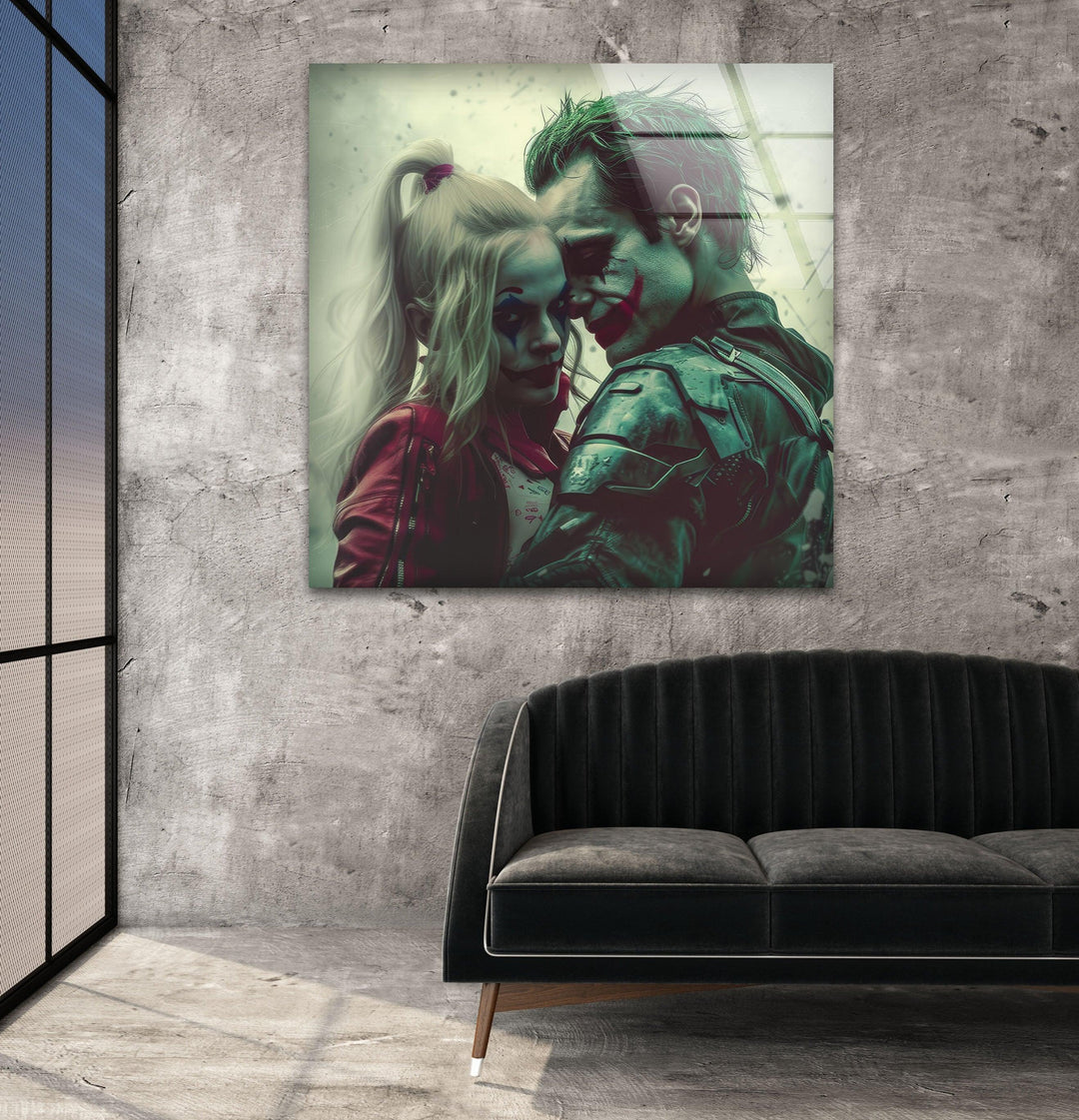 Joker & Harley Quinn Glass Wall Art, art glass wall art, glass wall art pictures